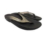 OOFOS Women&#39;s OOlala Luxe Thong Flip-Flops Black/Gold Size 10M - $35.62