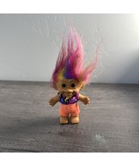 Vintage Bright Of America Troll Doll Rainbow Hair Heart Earring 4.5in Body - $13.40 CAD