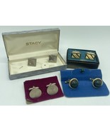 Vintage Lot Of Boxed Cufflinks Four Sets Stacy Silver Tone &amp; Gold Tone  - £14.72 GBP