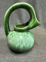 Vintage Mount Hope Pottery Pitcher/Vase Green Drip Glaze 6” Tall - £12.41 GBP
