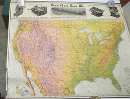 1930 Ohman&#39;s Relief Map USA Census back Brad Foote Gear Wks Chicago IL 36&quot;x29&quot; - £22.40 GBP