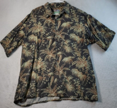 Reyn Spooner Shirt Mens Large Black Floral 100% Rayon Short Sleeve Butto... - £17.24 GBP