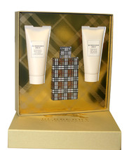 Burberry Brit Perfume 3.3 Oz Eau De Parfum Spray 3 Pc Gift Set - $199.98
