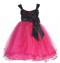 Stunning Girl&#39;s Chic Fuchsia/Black Flower Girl Pageant Party Dress, USA - $42.99