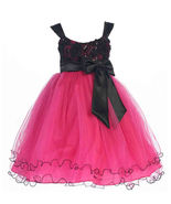 Stunning Girl&#39;s Chic Fuchsia/Black Flower Girl Pageant Party Dress, USA - £34.36 GBP