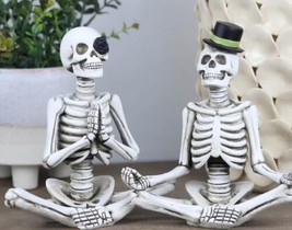 Halloween Mr. and Mrs. Meditating Skeleton Figurines Day of the Dead Table Decor - £17.57 GBP