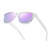 Polarized Sunglasses For Women Retro Classic Purple Mirrored Clear Frames Sungla - £22.48 GBP