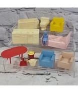 Vintage 40&#39;s 50&#39;s Marx Dollhouse Furniture Lot of 12 Pieces Chairs Bed D... - $39.59