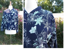Caroll Paris French brand women navy floral bomber style jacket 42  - $38.61