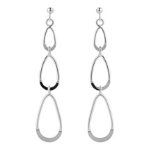 Trendy Triple Loop Drop Sterling Silver Post Dangle Earrings - £14.61 GBP