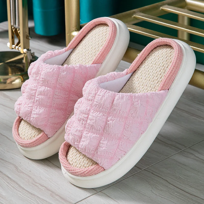 Lovely  Linen Slippers Women Shoes Couples Non Slip Thick Soled Spring Summer Co - £118.76 GBP