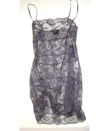 NWT $200 New Designer Josie Natori Night Gown Chemise Lace Gray Sheer Se... - $198.00