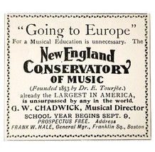 New England Conservatory Of Music 1897 Advertisement Victorian Boston AD... - $19.99