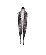 Vintage Preacher Stole handmade Navy Blue White  fringe scarf wrap 104&quot; ... - £29.79 GBP