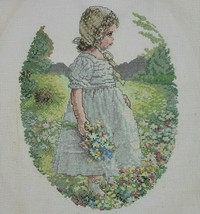 Summer Floral Bouquet Embroidery Finished Sunbonnet Sue Angel Cherub Gar... - $37.95