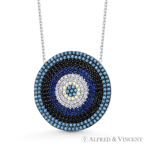 Tiny Turquoise Evil Eye Turkish Nazar Luck Charm Pendant in .925 Sterling Silver Item image 12