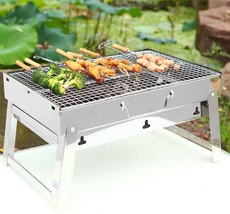 Bbq Charcoal Grill, Stainless Steel Portable Barbecue Grill Folding, Travel - £33.77 GBP