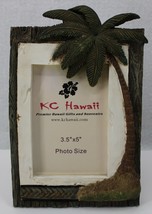 Kc Hawaii 3.5X5 Photo Picture Frame Palmtree Distressed Wood Look Plastic Cover - £10.38 GBP