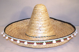 TAN SOMBRERO PARTY HAT W TASSELS siesta latin items sombreros costume ha... - £7.58 GBP