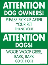 Attention Dog Owners! Please Pick Up Aluminum Dog Pooping Sign - 9&quot; x 12&quot; - £14.90 GBP