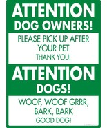 Attention Dog Owners! Please Pick Up Aluminum Dog Pooping Sign - 9&quot; x 12&quot; - $18.95