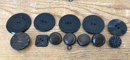 Vtg Mid Century Mixed Set Lot 12 Assorted Black Brown Celluloid Plastic ... - £19.74 GBP