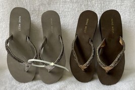 2 ~Nine West N-Eclispe3 -(1)Grey/Silver ~(1)Brown/Gold Wedge Sandals Sz 6M NWOT - £23.46 GBP