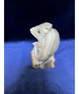 Amazonite Crystal Chameleon Lizard Carving with Amethyst Crystal Cluster... - $277.80 MXN