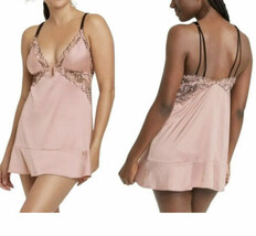 Auden Women&#39;s Sz M Lightly Lined Babydoll Nightgown Rose w/ Thong Panty ... - $15.84