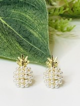 Cute Pineapple Pearl Stud Earrings, Women&#39;s Jewelry, Great Gift, Gold To... - £7.68 GBP