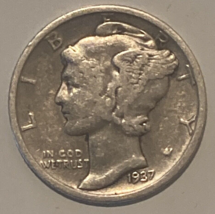 1937-S Mercury Silver Dime. - $4.99