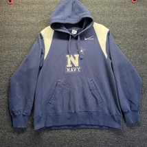 Nike Thick Navy Military Annapolis Hoodie Long Sleeve Sweatshirt Blue Be... - $20.32