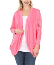 MSRP $25 Zenana Bright Pink Crepe Cocoon Open Cardigan Pink Size Small NWOT - $11.39