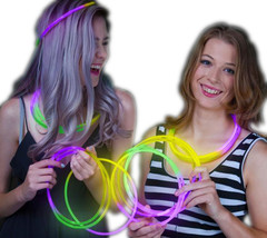 22 Inch Glow in the Dark Mardi Gras Necklace Green Purple Yellow 50 Pack - £49.94 GBP