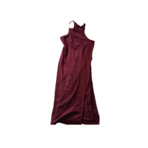 Bozzolo Womens Slip Dress Brown Stretch Halter Neck Slit Front Spaghetti Strap S - £12.44 GBP