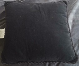 Hand Crafted Black Velvet Pillow - Braided Satin Trim - Vgc - Nice Accent Pillow - £23.29 GBP