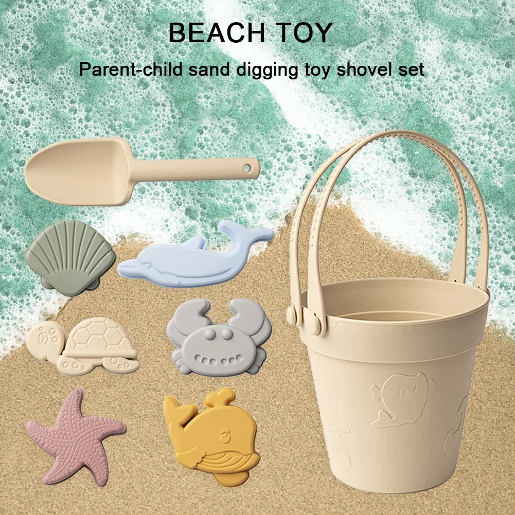 8pcs Kids Sand Toys Set Cute Silicone Toddlers Sand Toy Shovel Bucket Molds for - £9.53 GBP+