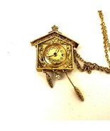 Vintage Vanda USA Cuckoo Clock Gold Tone Locket Necklace Solid Perfume  - $39.59