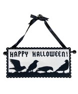 CBK Happy Halloween Large Felted Sign with Black Crows Retired - $22.52