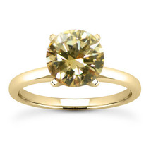 2.49 Ct Round Shape Diamond Solitaire Ring Champagne Treated 14K Yellow Gold SI1 - £2,689.83 GBP