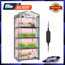 Indoor Greenhouse With Grow Lights 4 Tier 27.2 L×19.9 W×61.8 H Mini - £210.95 GBP