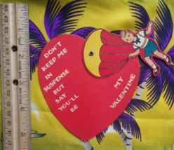 1930&#39;s Valentine&#39;s Day Card Suspense Mechanical Parachute Die Cut  - £11.03 GBP