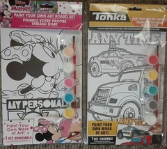 Lot of 2 Paint Your Own 6&quot; x 9&quot; Art Board Sets - Minnie Mouse and Tonka - £6.45 GBP
