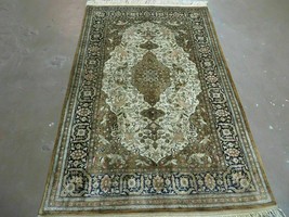 Handmade Silk Rug 3x5 Vintage Antique Carpet Hand-Knotted Animal Motifs Oriental - £1,468.64 GBP