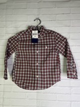 Ralph Lauren RL Plaid Button Down Natural Stretch Long Sleeve Shirt Boys 3T NEW - £27.70 GBP