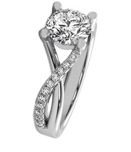 14 k white gold Diamond engagement ring white sapphire center - $1,250.00