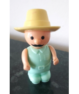 Male Figure Man Green Suit Yellow Hat Mustache Movable Arms 3&quot; - $94.23 MXN