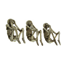 Resin Hear See Speak No Evil Skeleton Shelf Sitter Figurines Home Decor Statues - £27.77 GBP