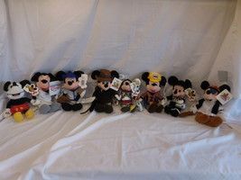 Disney Mickey Mouse Set of 8 Plush Beanie NEW w/ Disney Tags RETIRED RARE  - £61.02 GBP