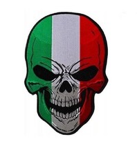 Italian Flag Skull 3&quot; X 4.25&quot; Iron On Patch (5662) Italy - £10.38 GBP